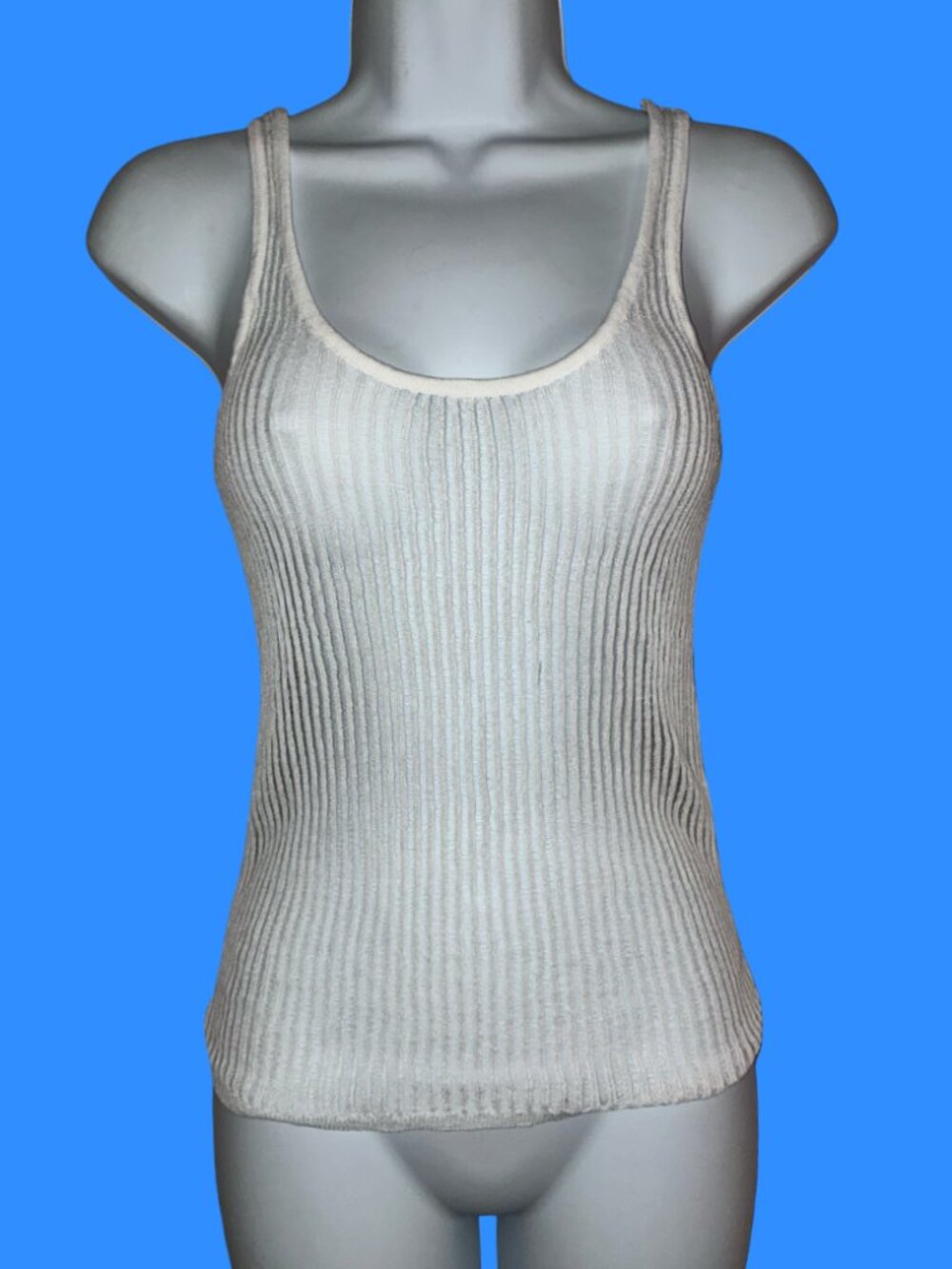 Sz.S*ZARA*Off-White Vertically Striped Tank Top--Semi-Sheer